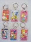 6 X RARE Vintage Fox Film Lucite 1989 The Simpsons Family 2 Side Keychain w Ring