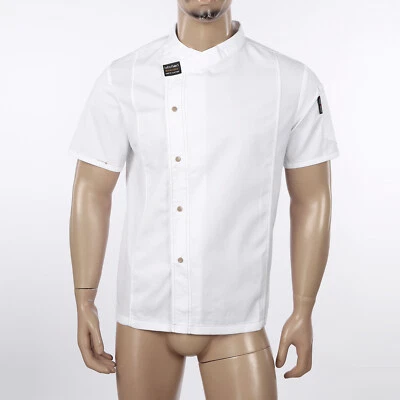 Unisex Short Sleeve Chef Coat Jackets Men Women Kitchen Workwear Cook Uniform - Image 1 of 3