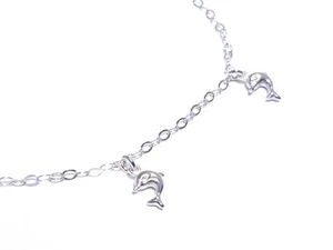 Ladies Silver .925 Beautiful Dolphin Dangled Ankle Charm 3.7g Bracelet - Bild 1 von 5