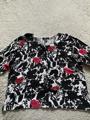 Style&co. Mujeres Floral Manga Larga Cuello Redondo Cárdigan Suéter Multicolor Talla L Foto 1 de 4