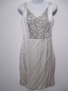 Carlos Miele Womens Silk Metallic Lace Beaded V-Neck Dress Sz M 36 NWOT Cream - Picture 1 of 6