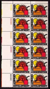 US USA Sc# 1724a MNH FVF PLATE# BLOCK Energy Development Sun Light House Gas  - Picture 1 of 1