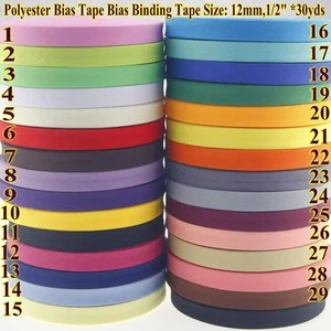Polyester Bias Tape Bias Binding Tape12mm, 30yds DIY Sewing Folded Bias Tape - Picture 1 of 34