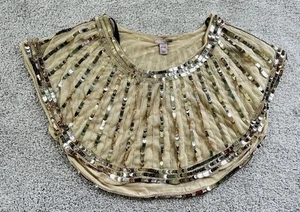 H&M Party Cape Gold Pailletten Perlen Glitzer Transparent - ONE SIZE - Neu mit Etikett - Bild 1 von 4