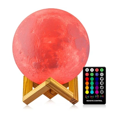 Moon Lamp 16 Colors, Dimmable, Rechargeable Lunar Night Light (5.9 inch) Full... - Image 1 of 4