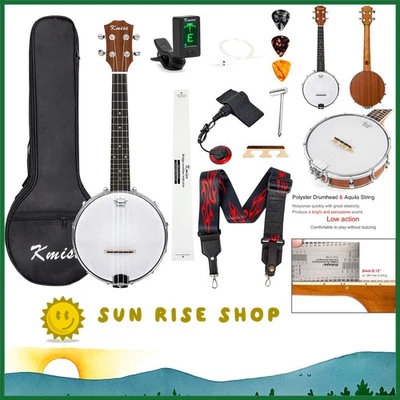 Banjolele tamaño concierto 23"" - Mini ukelele banjo Sapele con kit de accesorios Foto 1 de 4