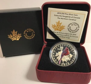 2015 Canada $10 Fine silver coin - Colorful Songbirds  The Northern Cardinal - Bild 1 von 3
