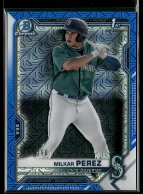 2021 Bowman Chrome MILKAR PEREZ /150 1st Blue Mojo Refractor MARINERS W722 - Image 1 of 3