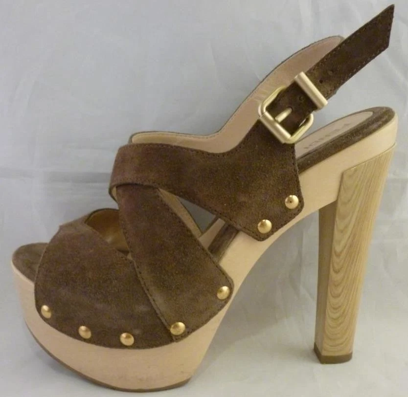 Salto alto plataforma Fendi marrom neutro madeira tamanho 6 EUA 36 Reino Unido - Imagem 1 de 1