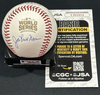 Jon Paul Morosi Signed 2016 World Series Baseball Autographed Auto Cubs JSA COA - Image 1 of 2