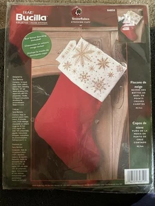 Bucilla Counted Cross Stitch Snowflakes Stocking Cuff 18” Kit 84850 New - Picture 1 of 4