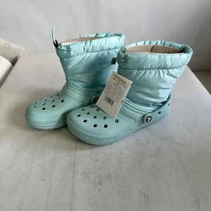 Crocs Classic Lined Neo Puff Boot Insulated Pure Water Size Women 7 - Men 5 US - Picture 1 of 7