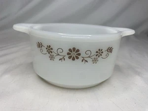 Vintage Glassware Dynaware Pyr-o-rey Brown Floral Individual Casserole Bowl Dish - Picture 1 of 5