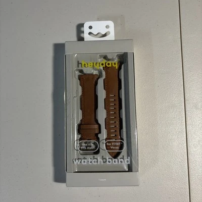 Fitbit Versa Watch Band Brown Leather One Size Fits Most Factory Seal by Heyday  - Image 1 of 4