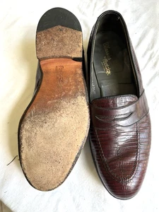 Footjoy Classic 74765 Tegu Lizard Skin Loafers Men's 10 Made in USA - Picture 1 of 23