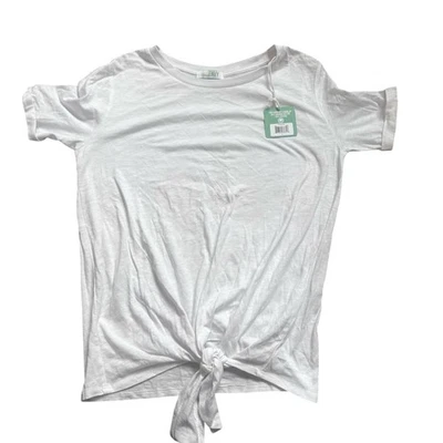 Camiseta para mujer Green Envy blanca con corbata delantera nueva con etiquetas talla pequeña algodón orgánico Foto 1 de 4