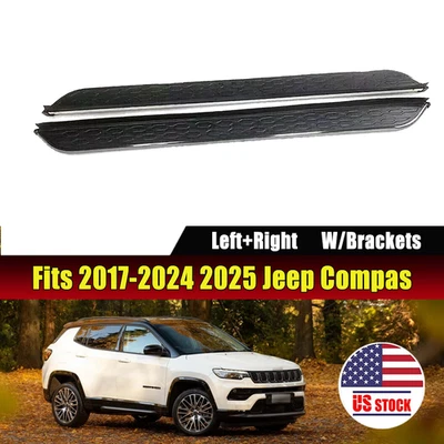 Running Board Fits for 2017-2024 2025 Jeep Compass Side Step Nerf Bar w/brackets - Image 1 of 4