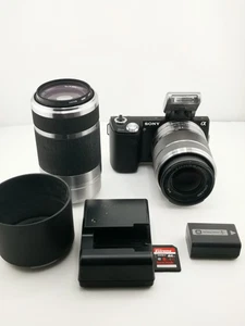Sony Alpha NEX-5N 16.1MP Digital Camera Black Bundle 18-55mm, 55-210mm, Charger+ - Foto 1 di 19