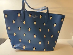Kate Spade Penguin Large Tote Arctic Friends Reversible 2 in One Bag Blue - Bild 1 von 14