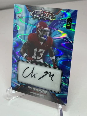 2023 Wild Card American Metallix MALACHI MOORE #WMP-MMA Blue Raywave Auto 1/5 - Image 1 of 2