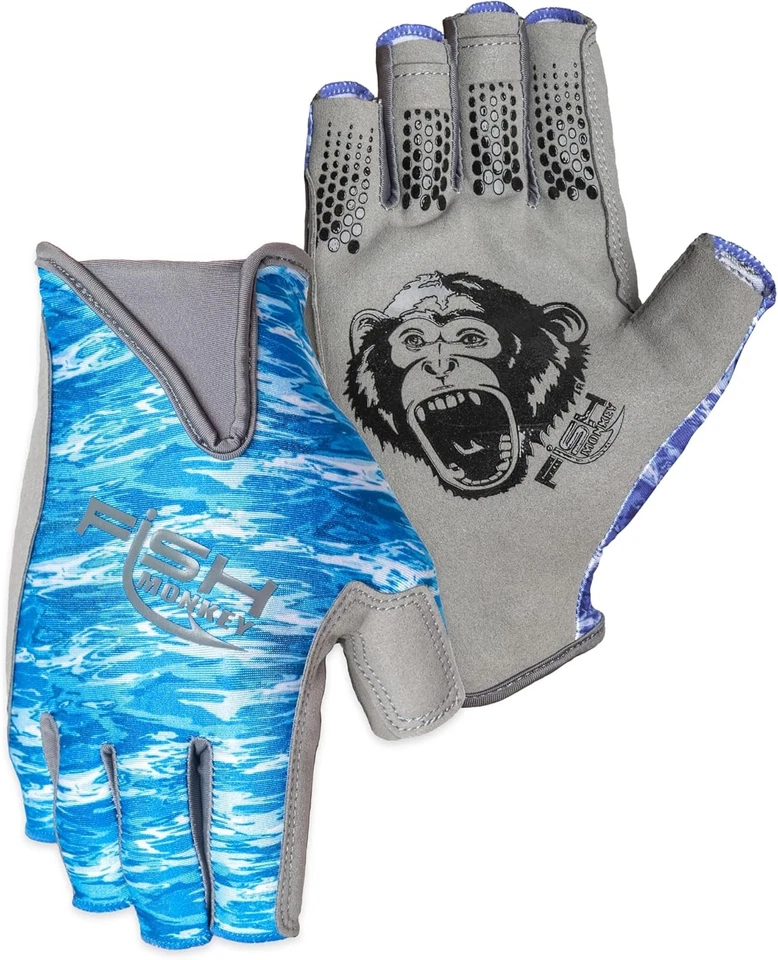 Fish Monkey PRO 365 Guide Glove Exposed Finger Blue Water Camo XL