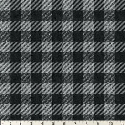 Plaid Buffalo Check Black Gray Riley Blake Cotton Fabric Quilting Shirting - Image 1 of 2