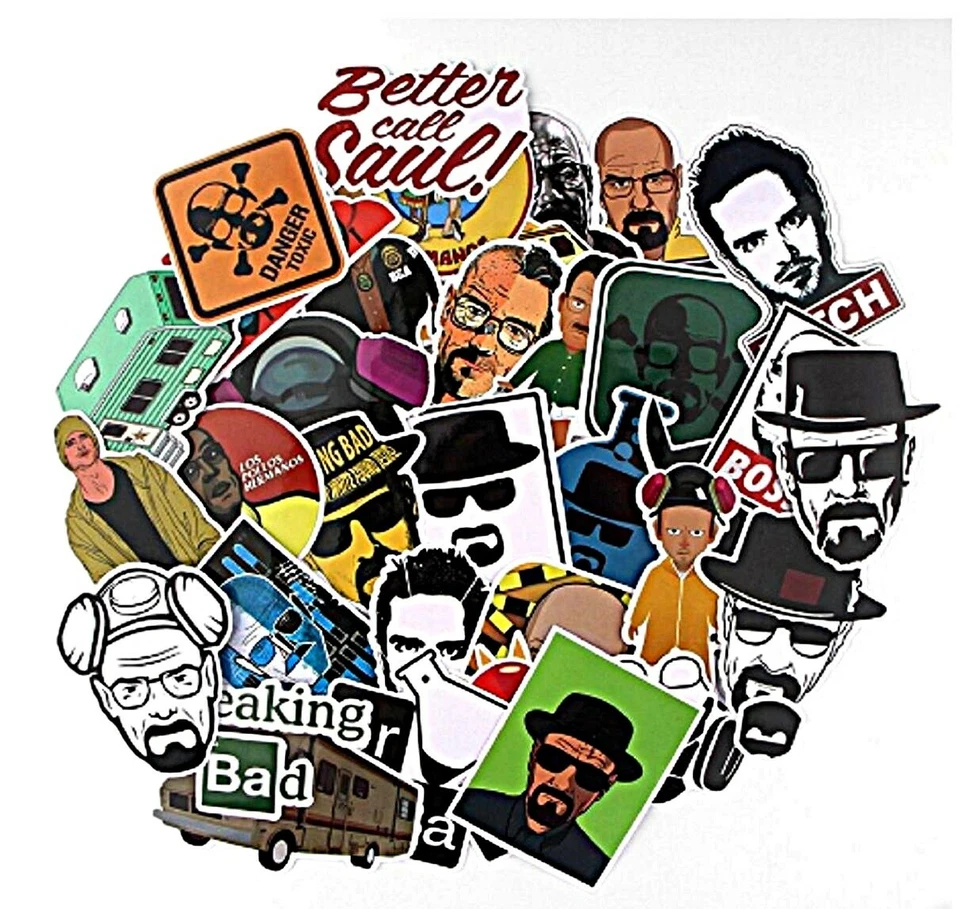 Breaking Bad Themed Decal Vinyl Stickers Assorted Lot of 34 Pieces