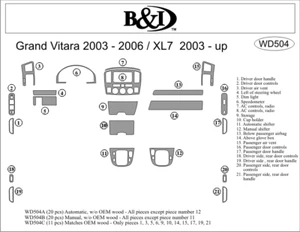 SUZUKI GRAND VITARA 2003 2004 2005 DASH TRIM KIT c - Picture 1 of 1
