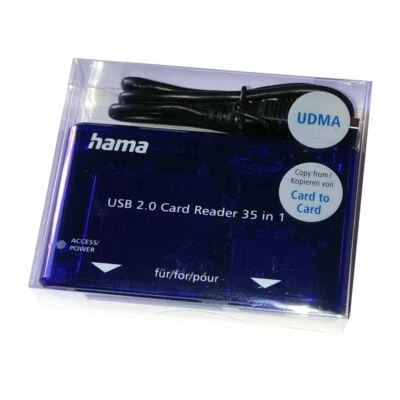 HAMA 35-in-1 USB 2.0, Multikartenleser, Blau, SD/SDHC/SDXC, Smart Media Card - Bild 1 von 3
