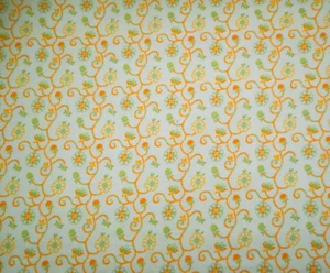 Quilt Fabric By The Half-Yard Green Orange Floral on Cream Premium Cotton - Picture 1 of 2