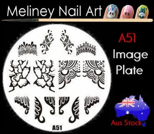 A51 Stamping Nail Art Image Plate Design Round XL Stencil metal - Foto 1 di 2