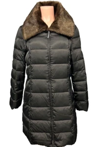 Abrigo acolchado negro forrado de piel extra largo XL para mujer Nautica chaqueta con cremallera - Imagen 1 de 3