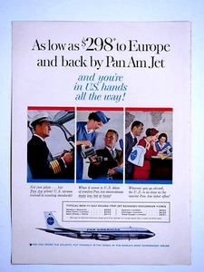 "Anuncio impreso original PAN AM Jet vintage 1960 Europa 8,5 x 11" - Imagen 1 de 4