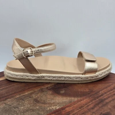 Abeo Isle Strap Sandals Women's 11 Metatarsal Gold Leather Espadrille Comfort - Image 1 of 4