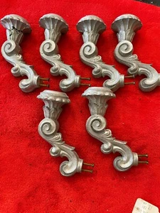 Pewter candlestick holder mountable scroll sconce DIY antique (6) - Picture 1 of 12
