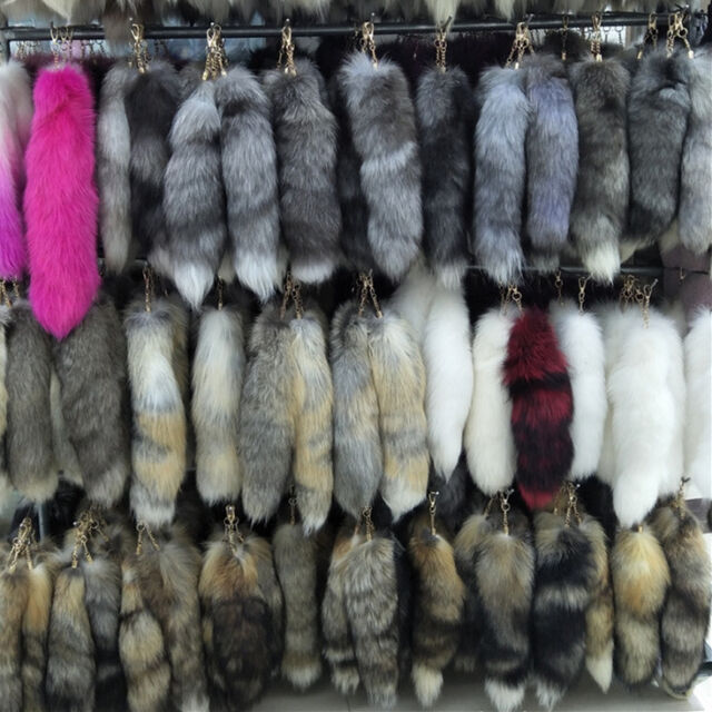 Silver Fox Tail Bag Charm Pendant Cosplay Toy Fur Hook Purse Fur Tassel Key  Ring - ursfur