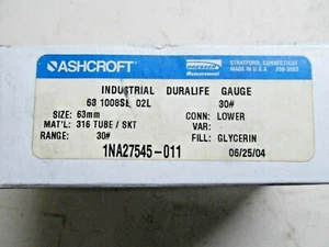 Ashcroft 63 1008SL 02L 238A460-02 1NA27545-011 Pressure Gauge 0-30Psi - Picture 1 of 5
