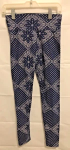 Justice Girls Full Length Leggings in Navy Blue Bandana print M 10 - Picture 1 of 3