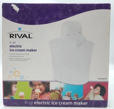 Máquina de helados eléctrica Rival de 4 cuartos 120 V sal y hielo de roca blanca FRRVCB40-WT UL Foto 1 de 4