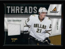 LOUI ERIKSSON 2011/12 PANINI PINNACLE THREADS GAME USED WORN JERSEY AZ6518