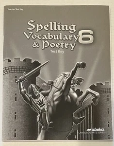 Abeka Spelling Vocabulary Poetry 6 Test Key 6th grade sixth edition - Imagen 1 de 2