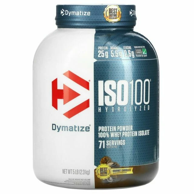 Dymatize Nutrition ISO100 Hydrolyzed 100% Whey Protein Isolate Powder, Gourmet Chocolate - 5lbs