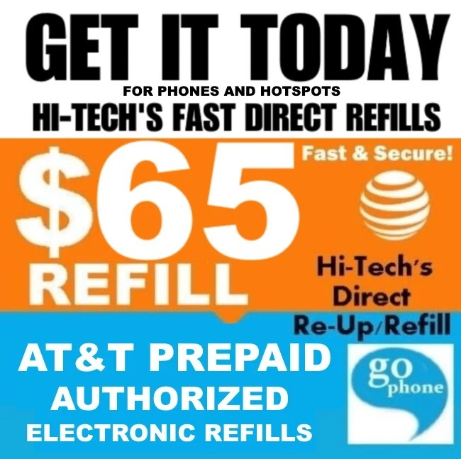 $65 ATT PREPAID REFILL ✅ DIRECT TO   PHONE ✅ ONLINE AT&T REFILL ✅ GET IT TODAY! - Image 1 of 3