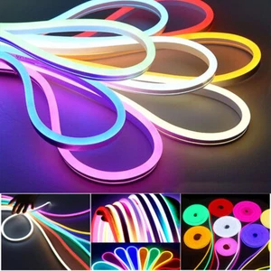 65ft 12V Flexible LED Neon Rope Light Strip Waterproof Sign Building Car Decor - Picture 1 of 109