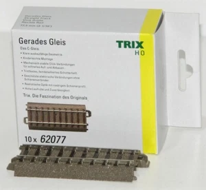 Trix H0 62077-S C-Gleis gerade 77,5 mm (10 Stück) - NEU + OVP - Picture 1 of 1