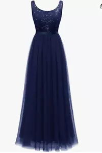 BeryLove Pailletten Vintage A-Linie Hochzeit formell Swing Netz Kleid (marine, L) - Bild 1 von 5