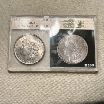 Dólar de plata Morgan 1903 P $1 moneda certificada con foto PCI impresionante Ms Unc Bu Foto 1 de 3