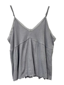 143 Story by Line Up Babydoll Top Übergröße 3X Spitzenbesatz Flieder Grau Crinkle NEU - Bild 1 von 7