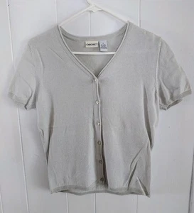Vtg 90s Y2k Cherokee Knit Button Up Green T Shirt Short Sleeve Cardigan Sz Small - Picture 1 of 8