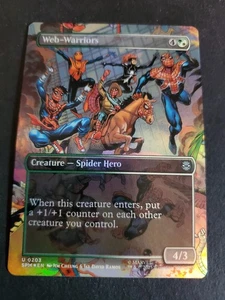Web-Warriors (Borderless Foil) - 0203 - Marvel's Spider-Man MTG - NM/M Ships Now - Picture 1 of 2